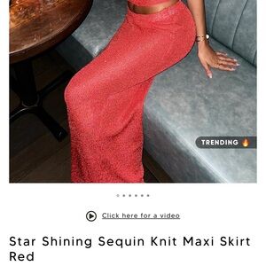 White Fox Boutique Red Maxi Sequin Pencil Skirt